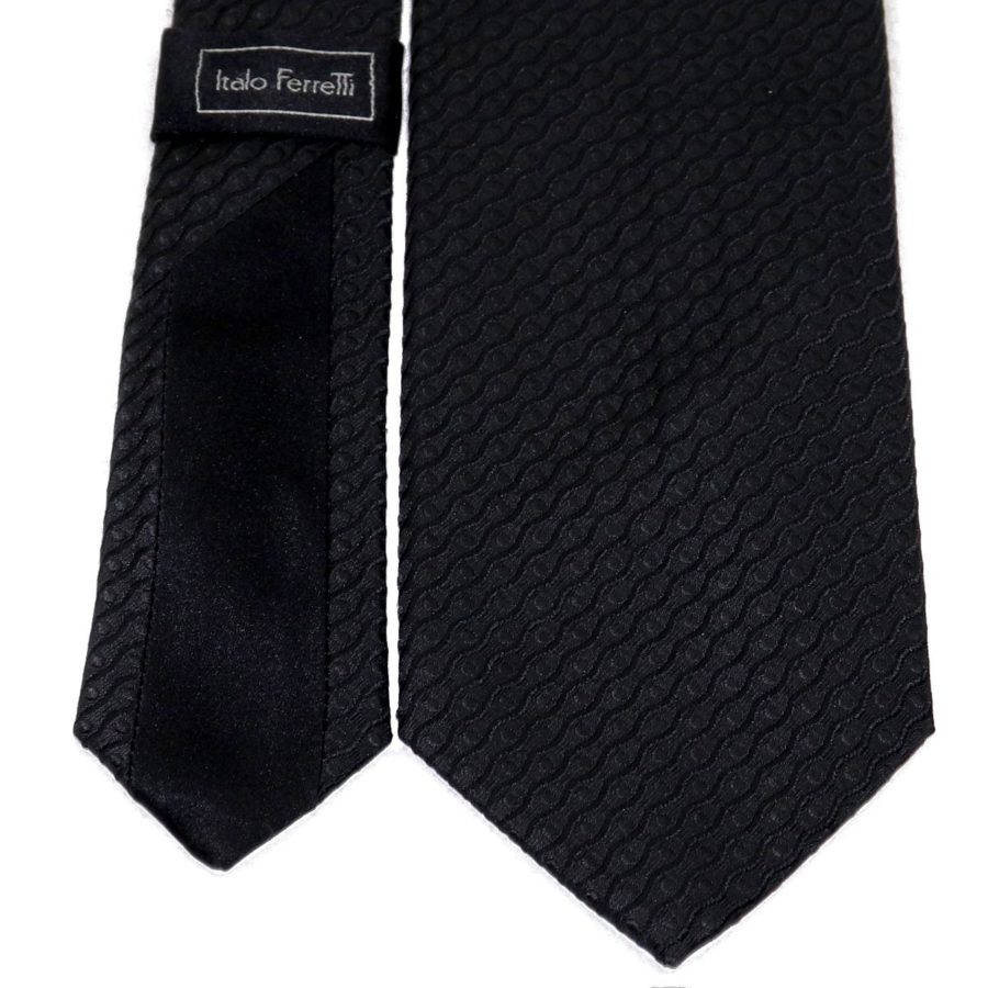 Sartorial woven silk necktie black relief pattern 419636-04