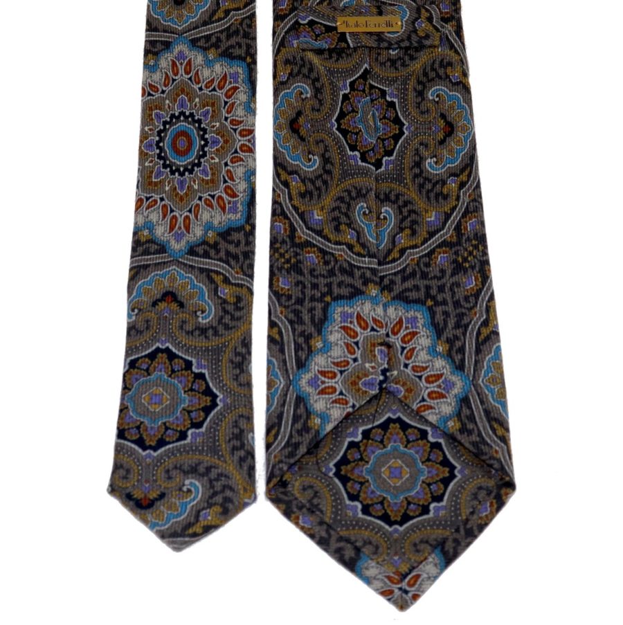 Tailored cashmere tie, multicolor, mandala print 919709-01