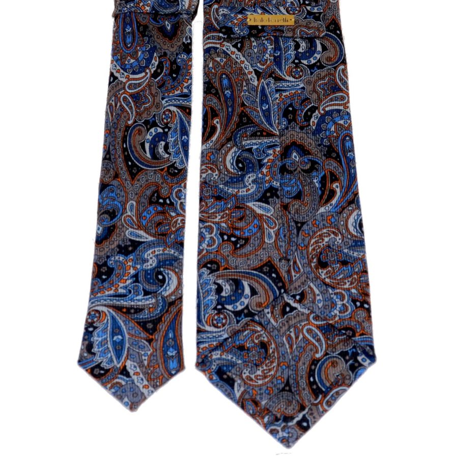 Tailored cashmere tie blue batik/paisley print 919704-01