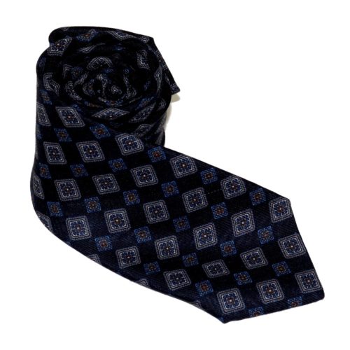 Tailored cashmere tie, blue fantasy print 919705-01
