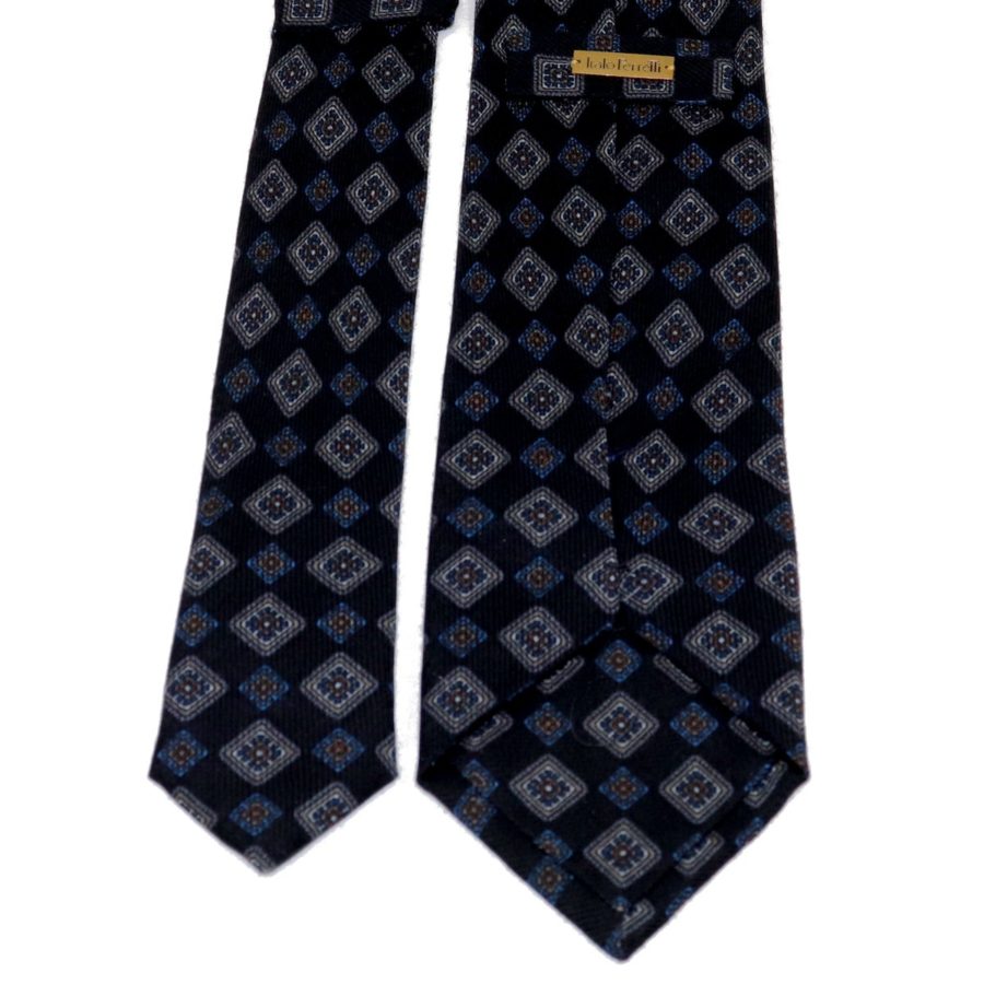 Tailored cashmere tie, blue fantasy print 919705-01