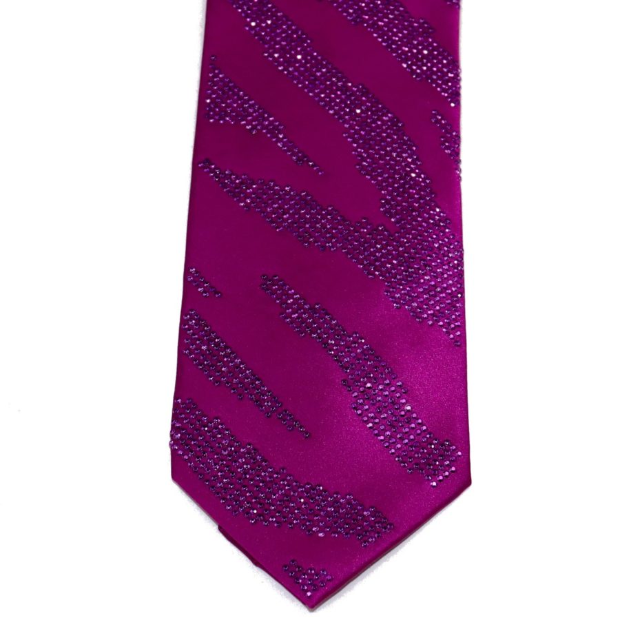 Purple silk sartorial tie with violet Swarovski crystals S039 T006