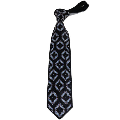 Black silk luxury tie with Swarovski crystals and glossy beads S060 T004