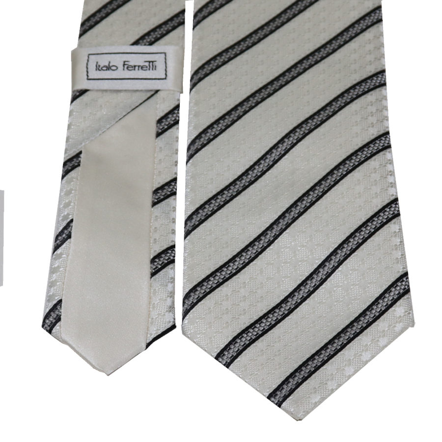 Black and white regimental tie - Italo Ferretti Luxury Store