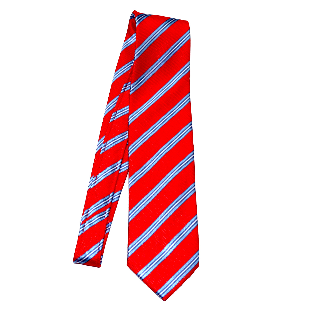 Sartorial woven silk regimental tie, Ferrari red and light blue slim ...