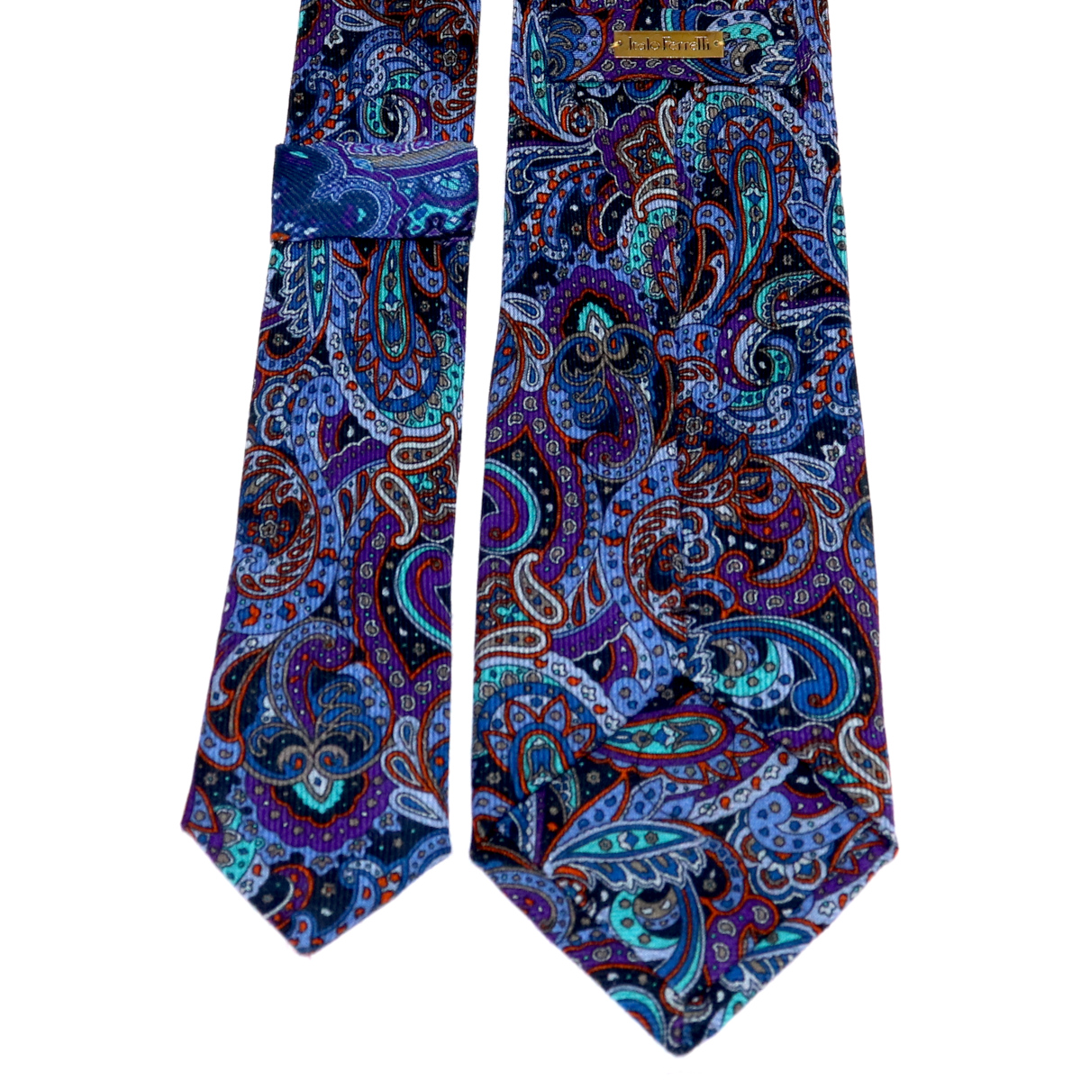 Sartorial cashmere tie, blue and red paisley pattern, handmade in Italy ...