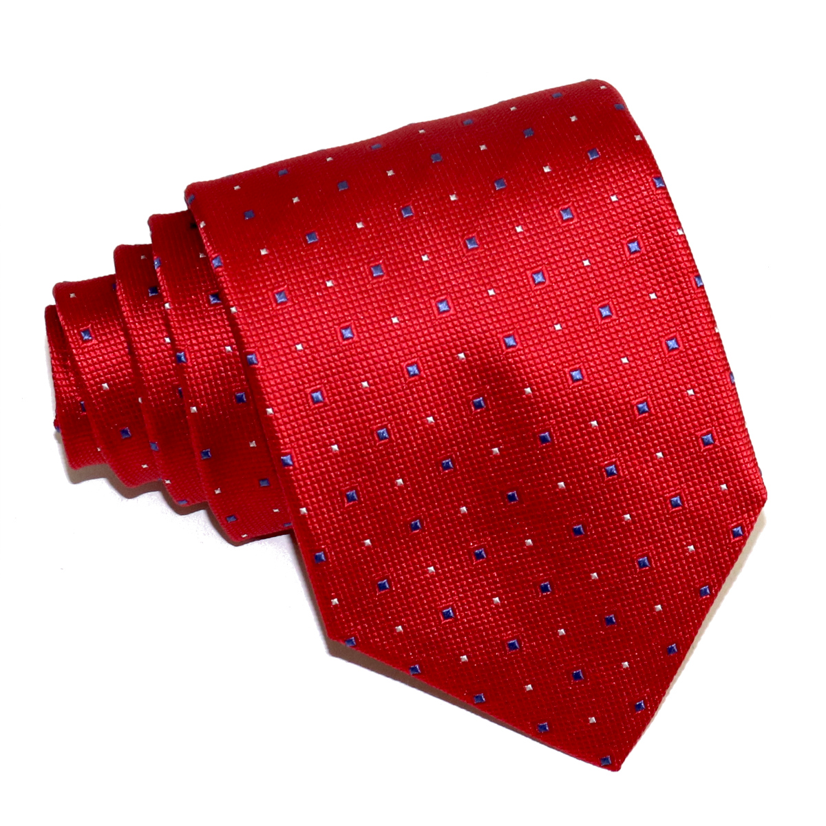 Tailored Custom tie, 100% woven silk, red background and white and blue ...