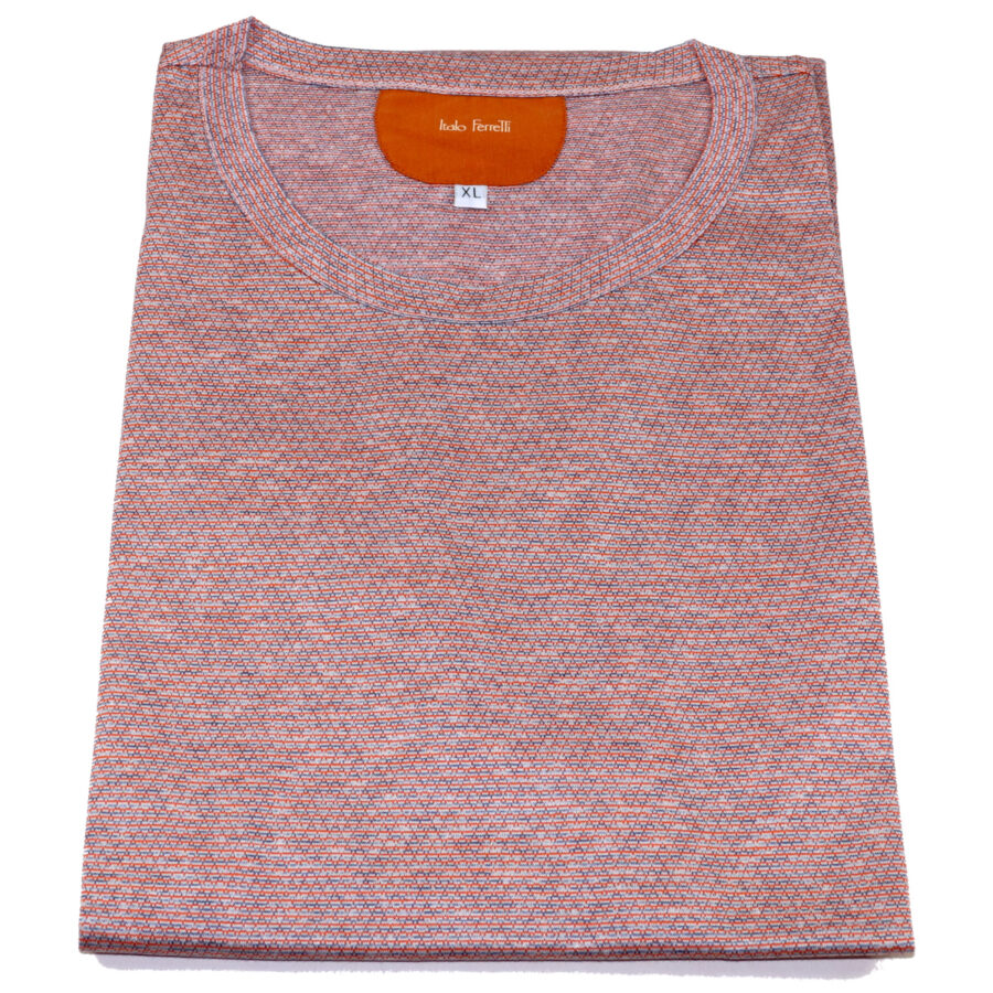 Salmon pink t-shirt in silk and cotton fabric, by Italo Ferretti