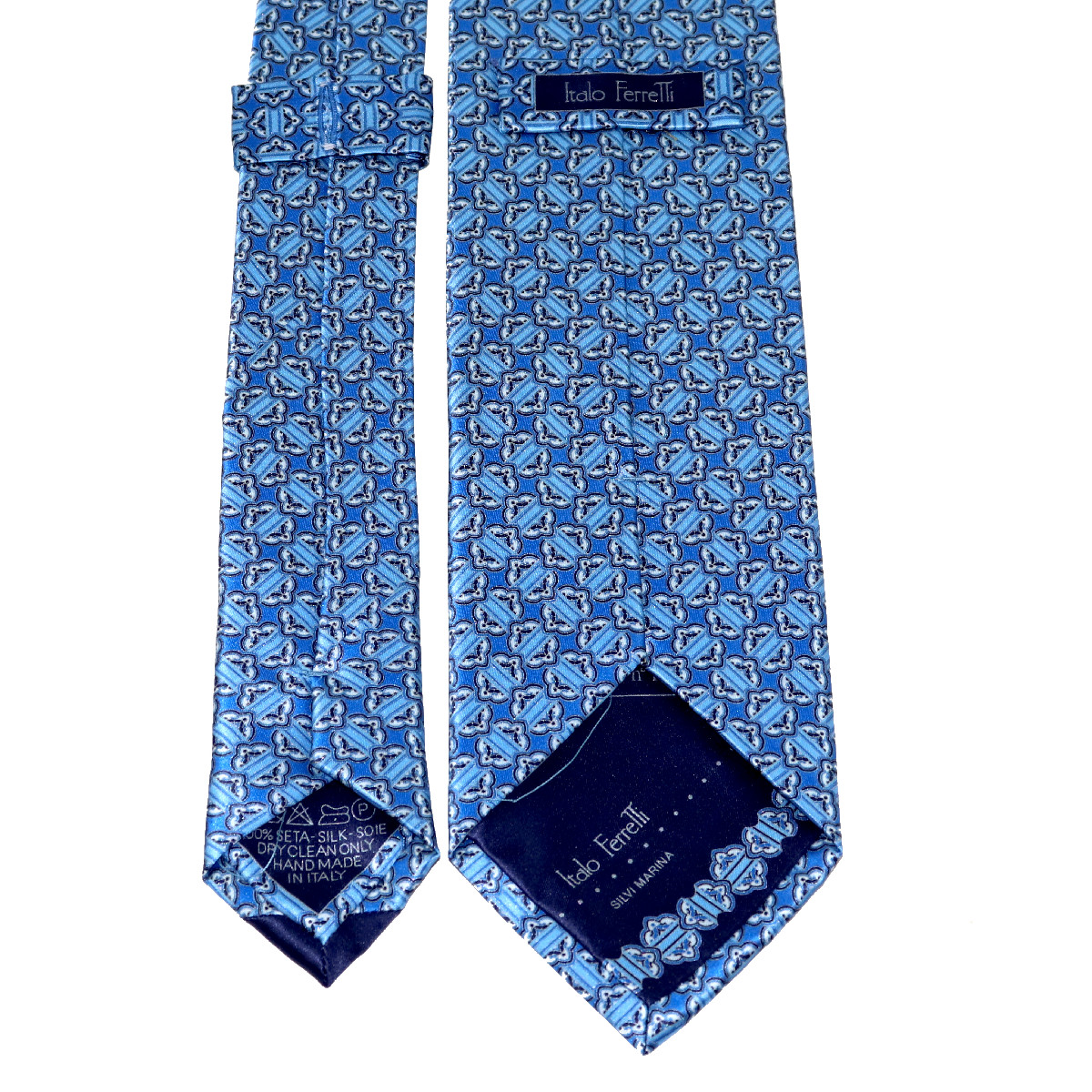 Luxury business tie, light blue background and blue full geometric ...