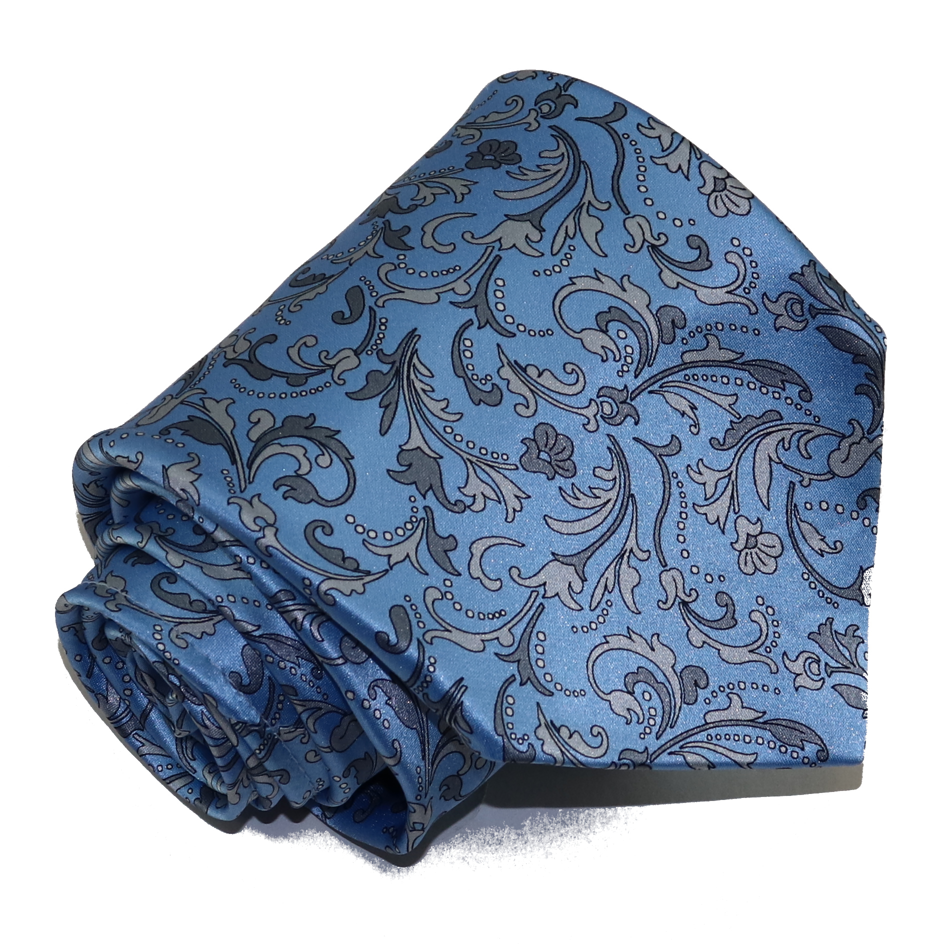 Light blue luxuty tie with floral ramage pattern, 100% pure silk ...