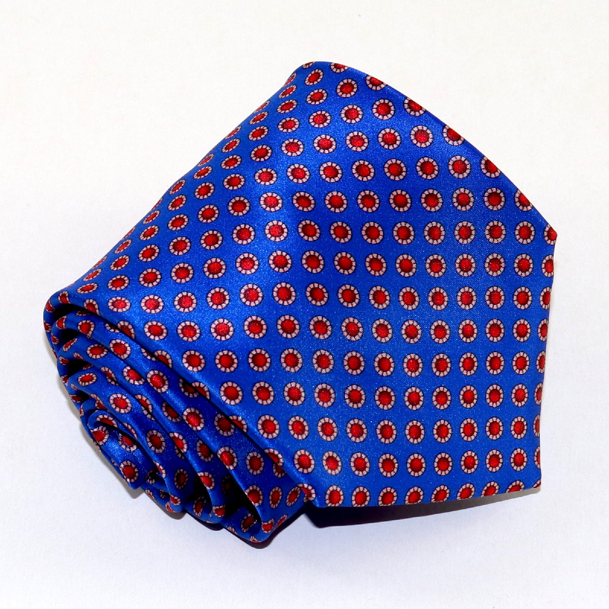 Elegant classic polka dots tie, bright blue and red color, handmade in ...