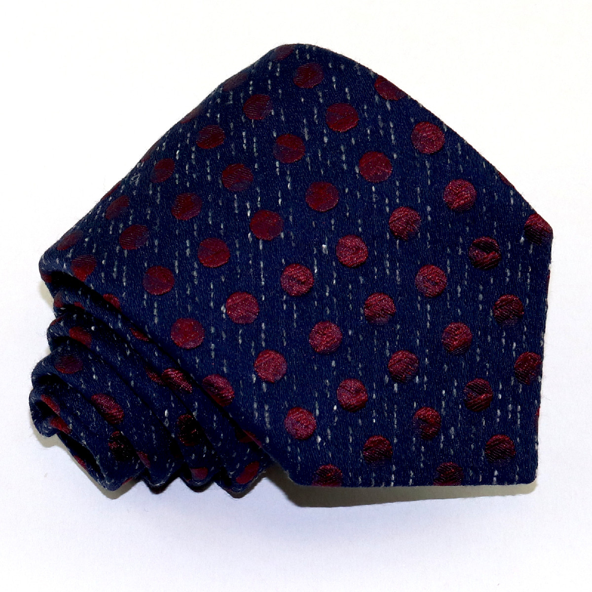 Classy Custom tie, big dark red polka dots on navy blue background ...