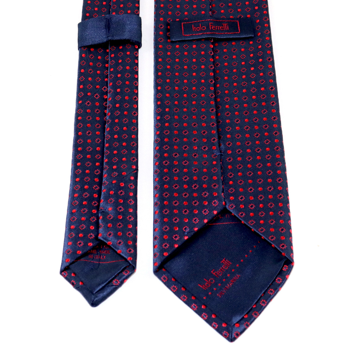 Classy business look tie, navy blue background and red micropattern ...