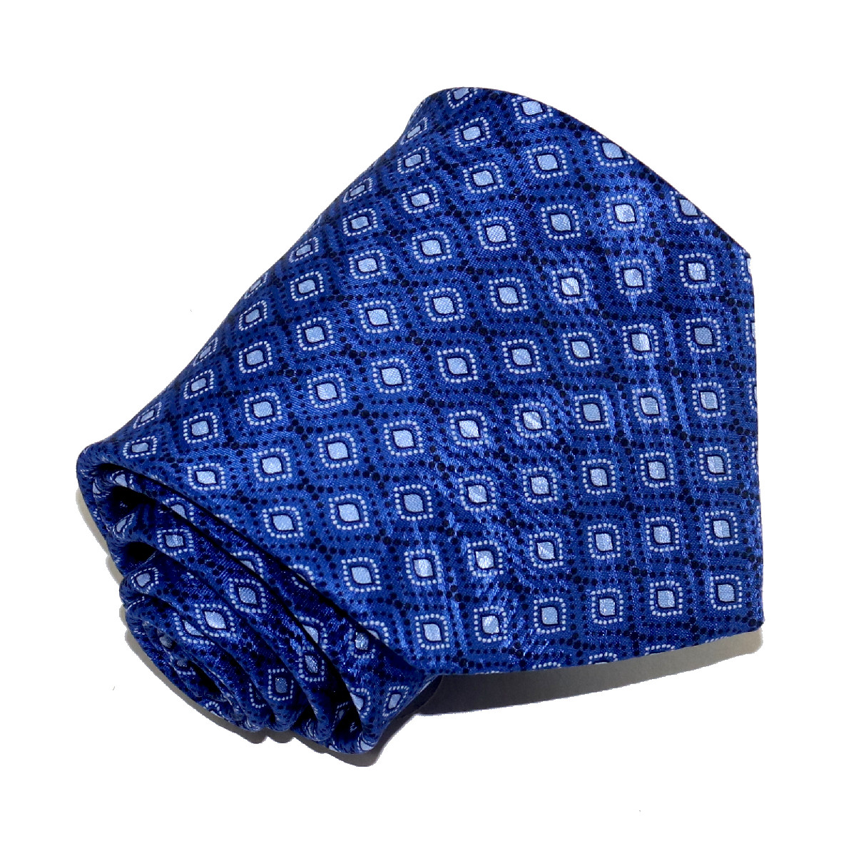 Refined Custom tie, blue background and small diamond pattern, handmade ...