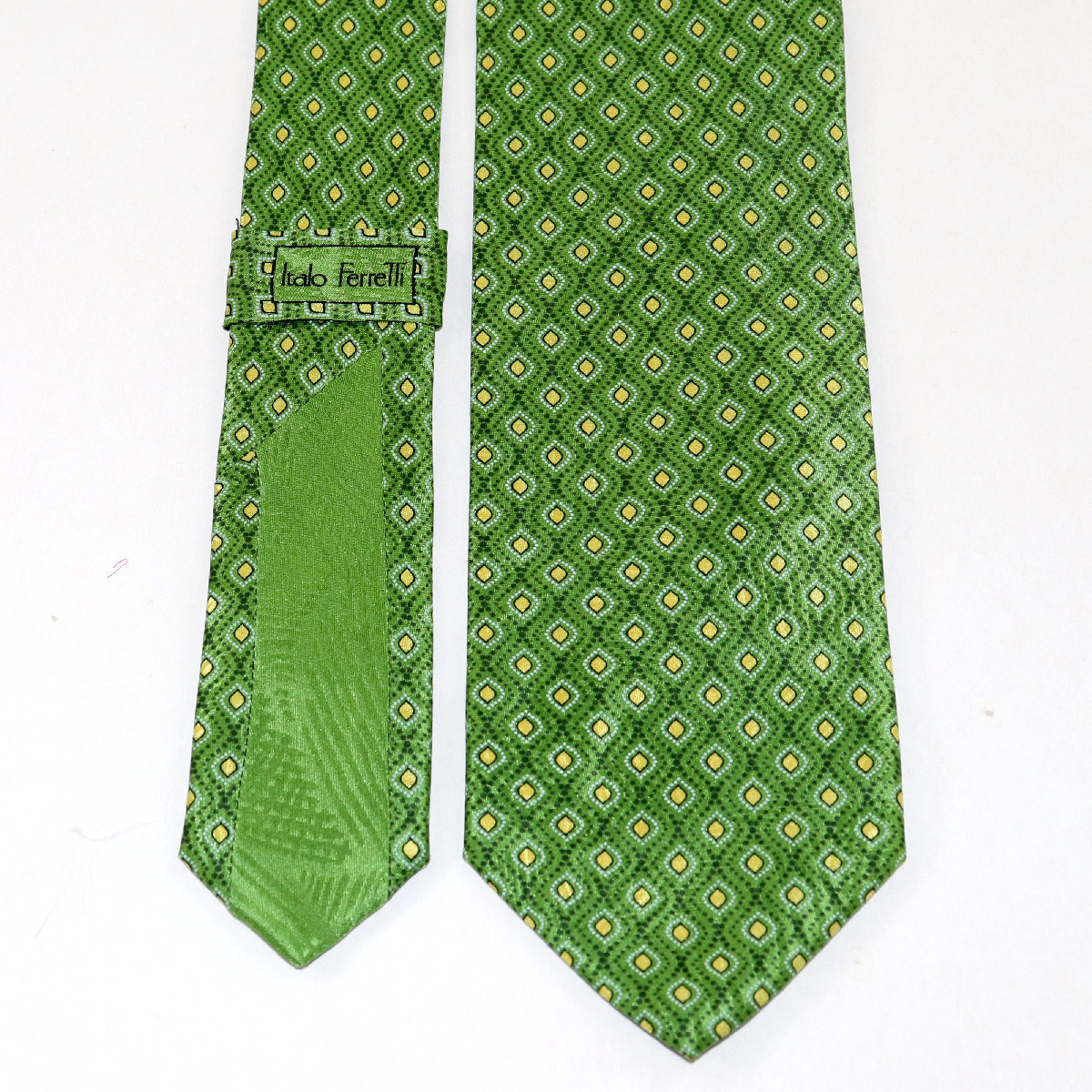 Refined Custom tie, green background and small diamond pattern ...