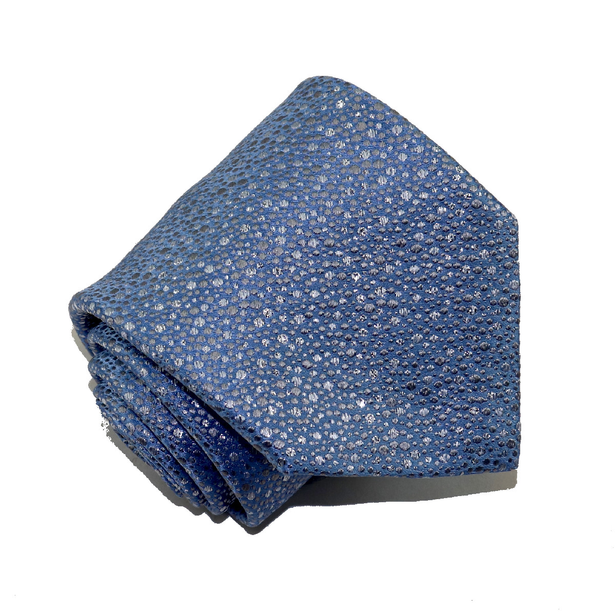 Shimmering woven silk tie, light blue background and silver lurex ...