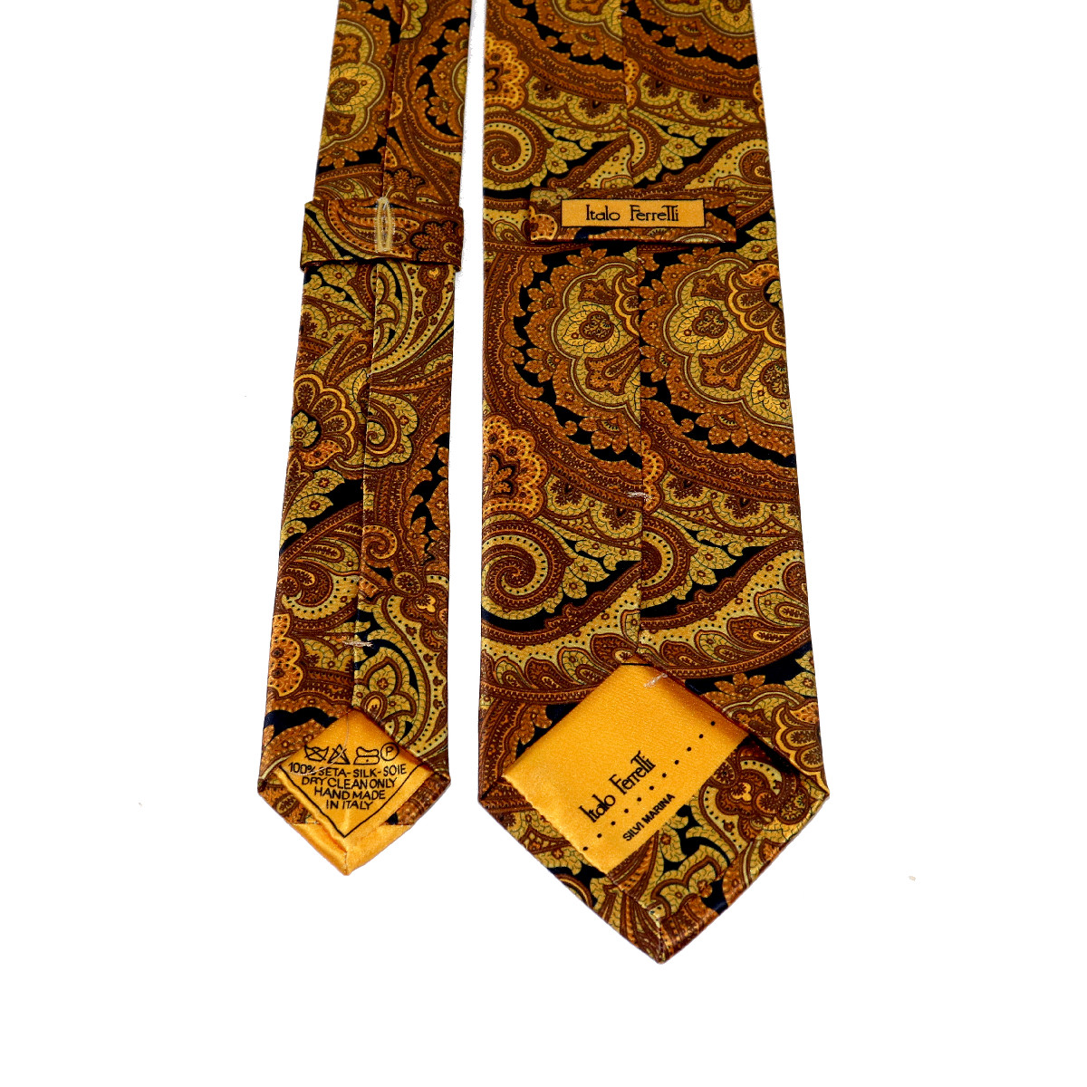 Elegant luxury tie, golden yellow and light brown paisley pattern ...