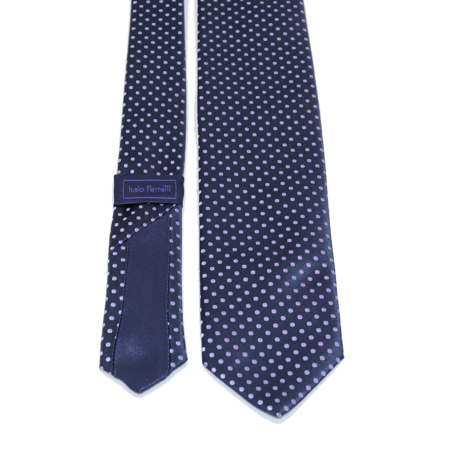 Classic elegance silk tie, lilac dots on navy blue background, handmade ...