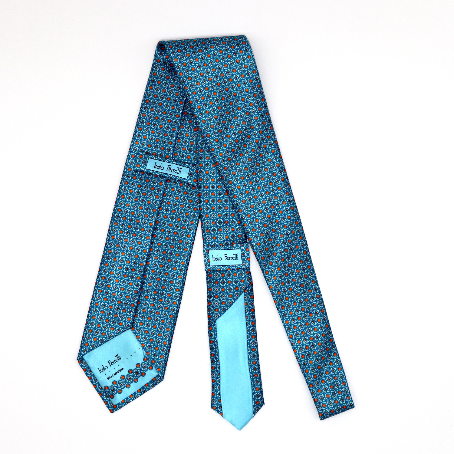 Classy custom tie, turquoise and red elegant micropattern, handmade in ...
