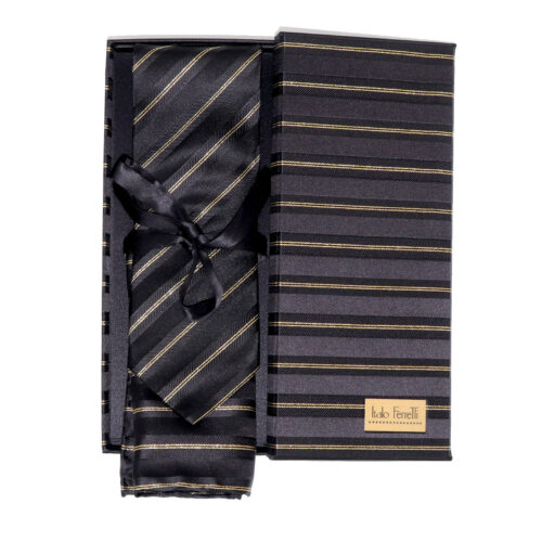 Ferretti Luxus Krawatten- - Italo Krawatten und Einstecktuch-Set handgemachte